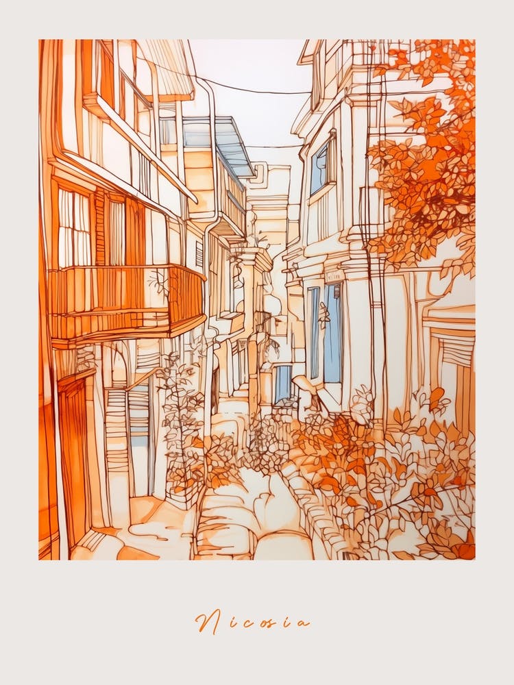 Nicosia Cyprus Orange Drawing Poster