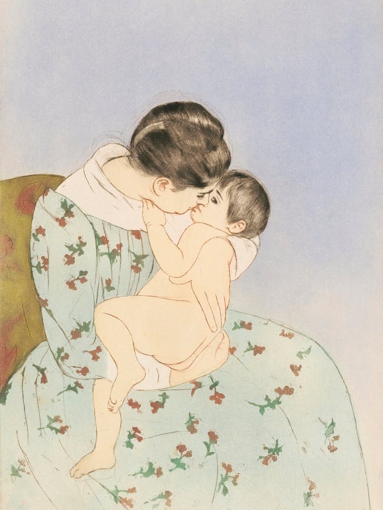 Mother’S Kiss Illustration, Mary Cassatt 1
