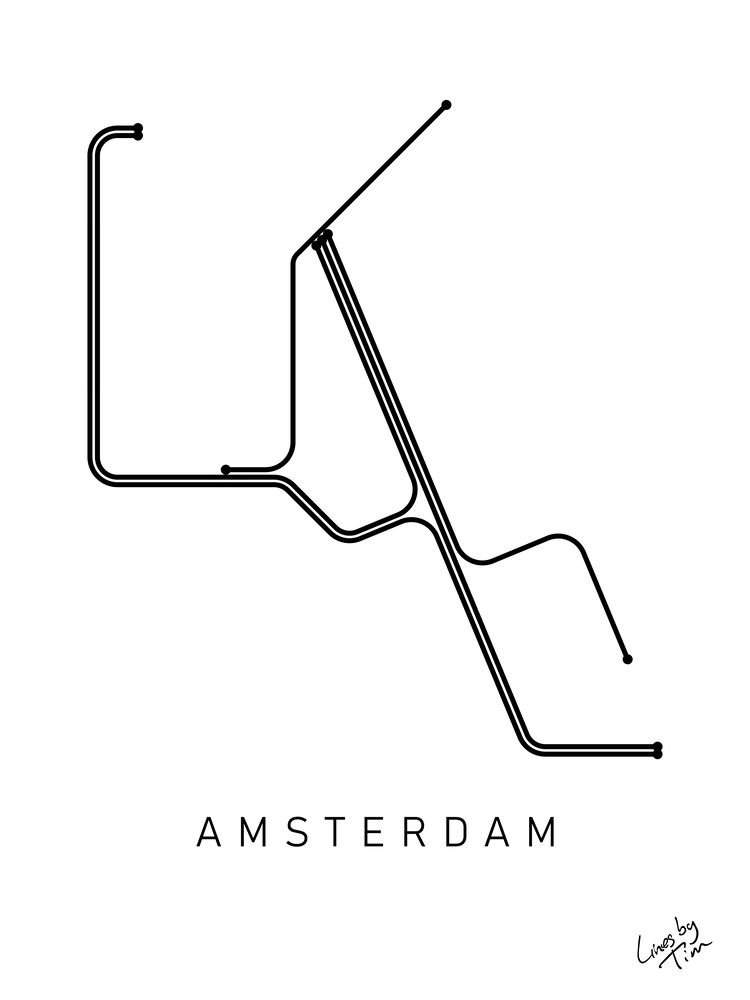 Amsterdam Metro Lines Black