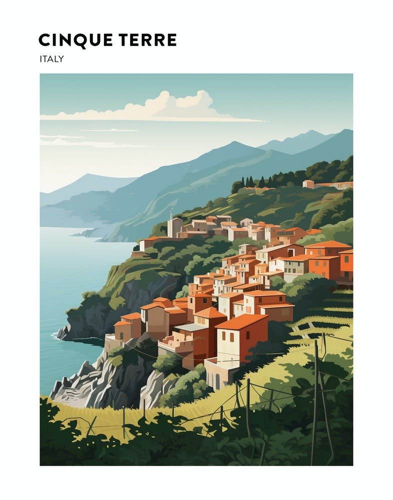 Cinque Terre Italy 2 Hiking Trail Landscape Poster