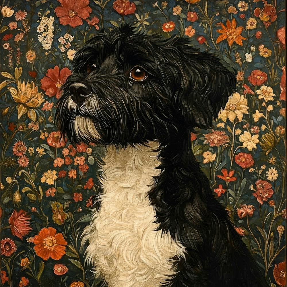 Dog In Flowers Art