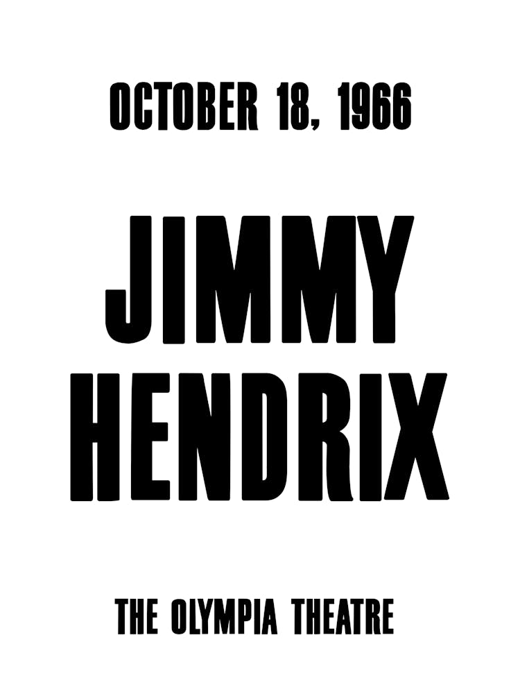 Jimmy Hendrix 1966 Concert Poster