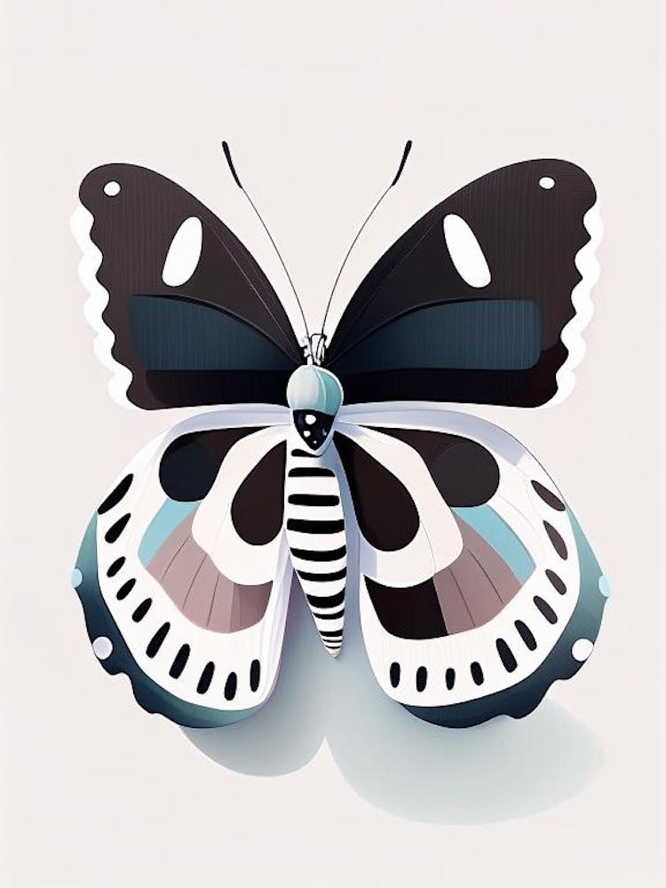 White Admiral Butterfly Scandi Cartoon