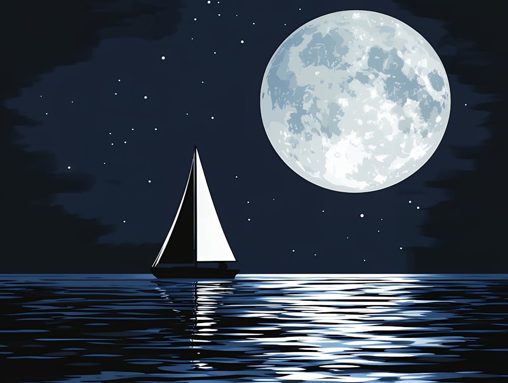 Segelboot bei Nacht