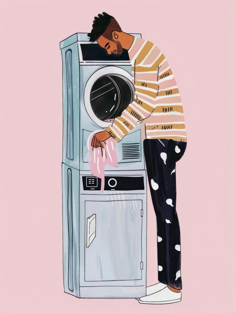 Illustration Of A Man Washing Clothes