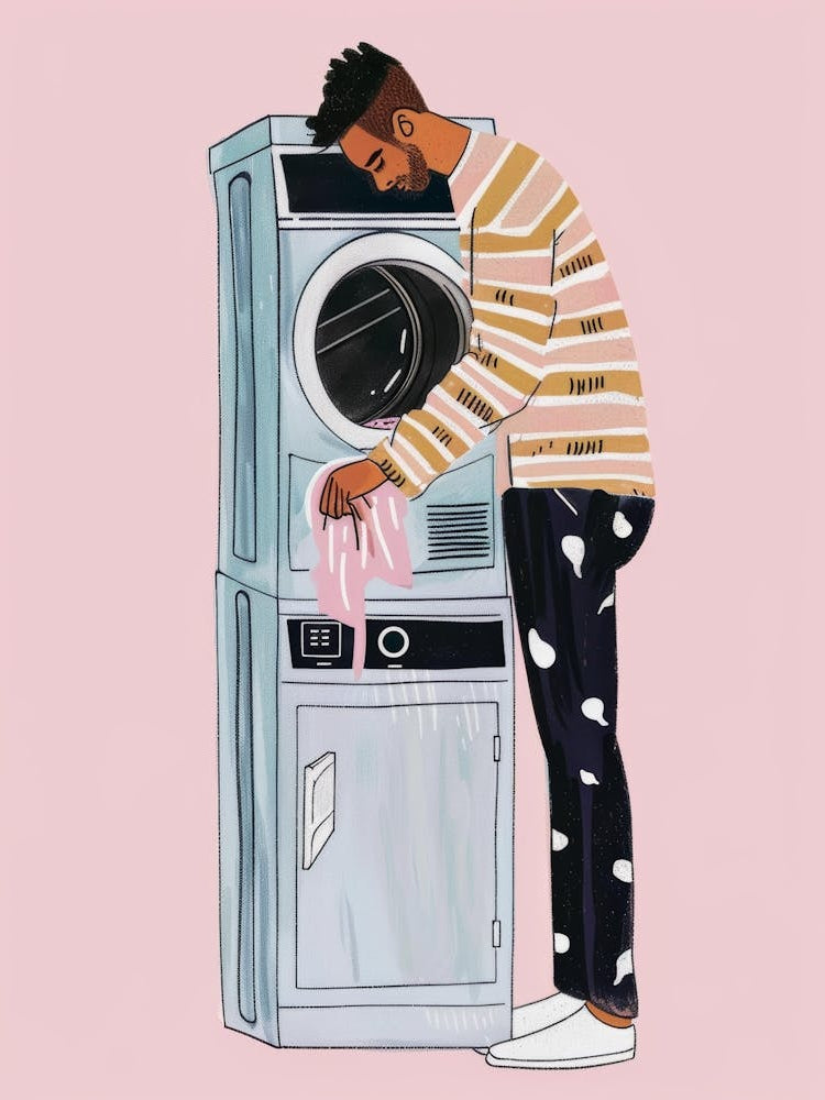 Illustration Of A Man Washing Clothes