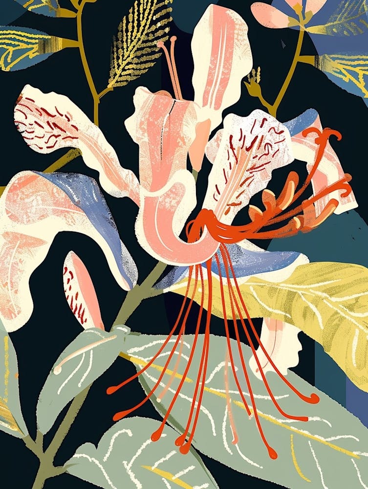 Colourful Flower Illustration Honeysuckle 2