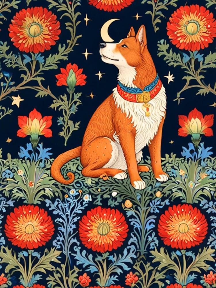 William Morris Hund im Mondlicht