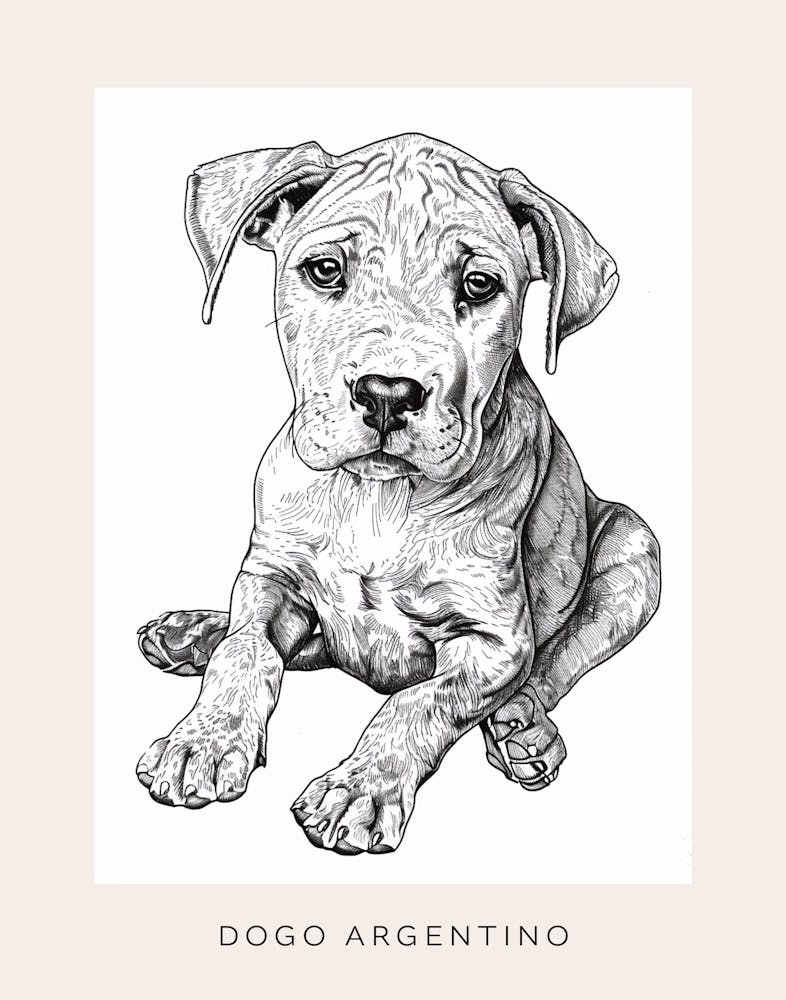 Dogo Argentino Dog Line Sketch 1 Poster