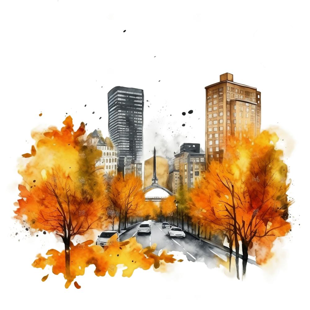 Boston Stadtansicht Aquarellgemälde