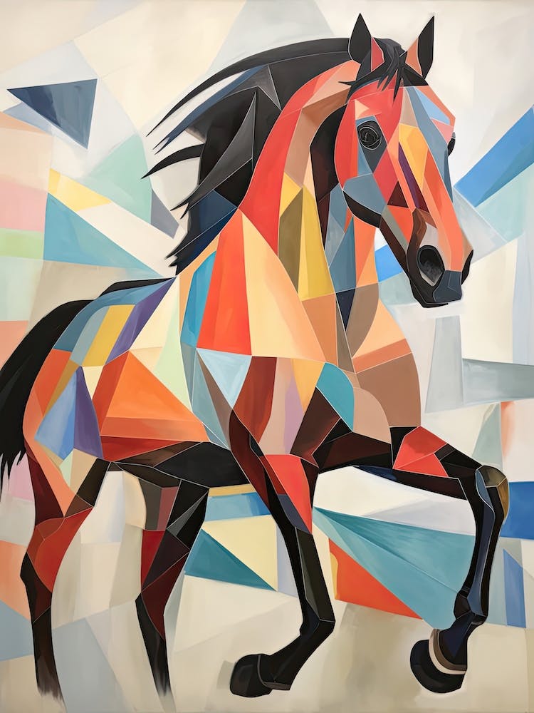 A Horse Painting In The Style Of Cubist Techniques 1