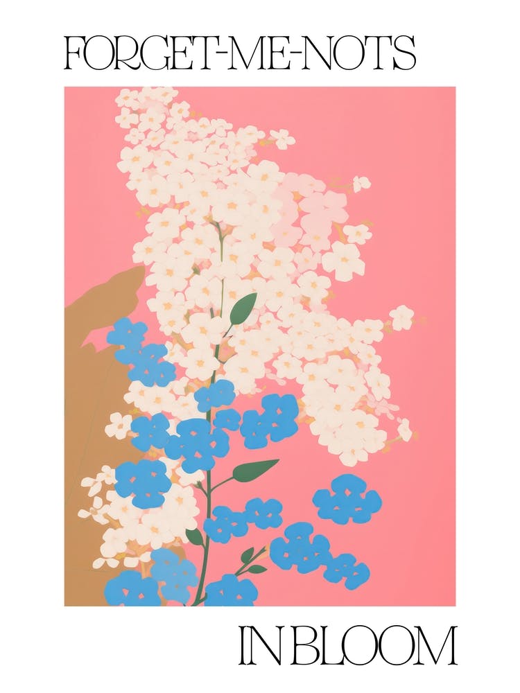 Forget Me Nots In Bloom Flowers Bold Illustration 4