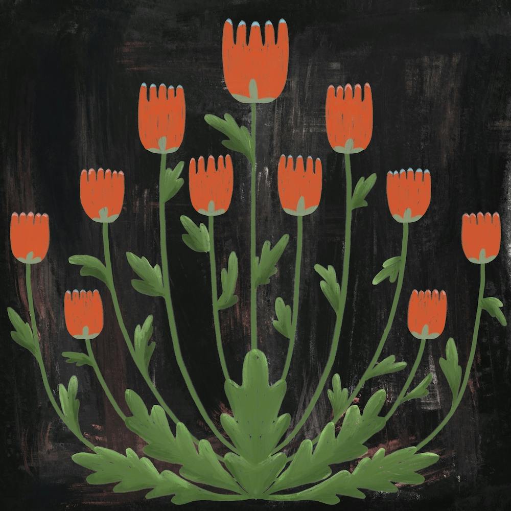 Dark Floral Sisters Square