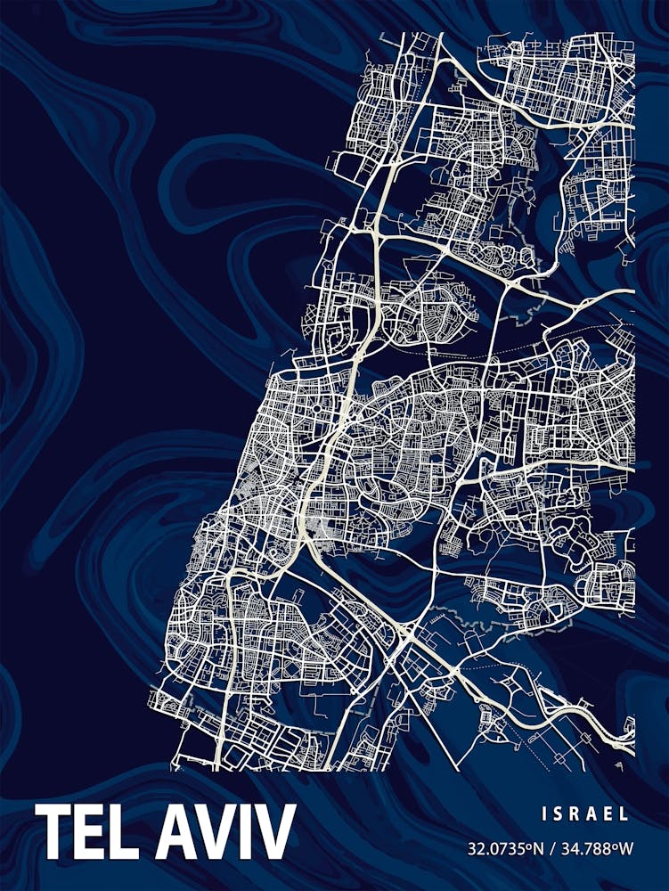 Tel Aviv Crocus Marble Map
