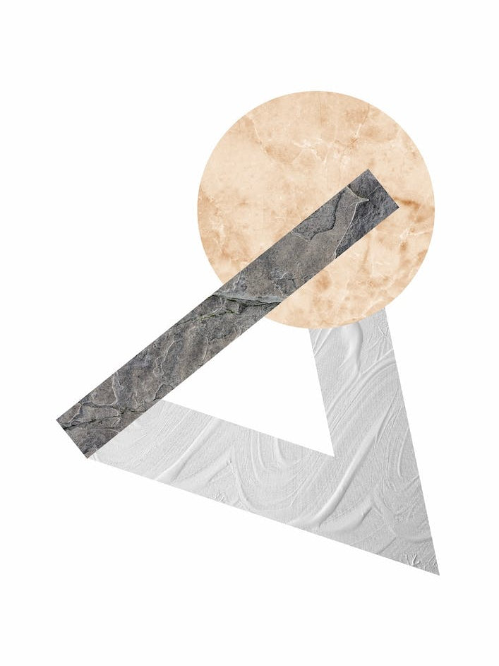 Peach and Grey Marble Triangle and Circle