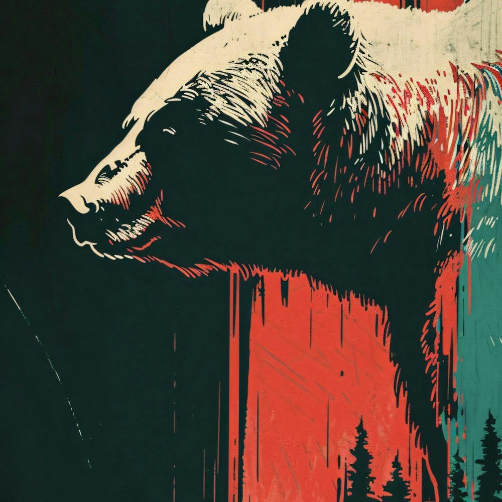 Bear Market Symbols With Dark Ominous Colors