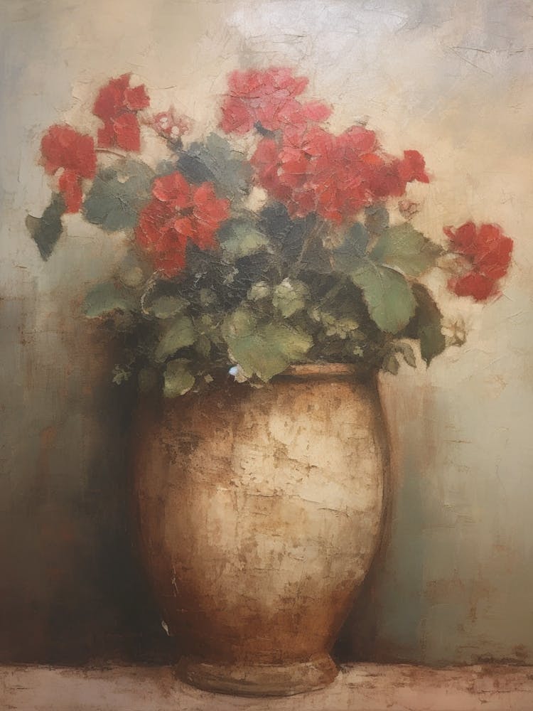 Geraniums In A Pot