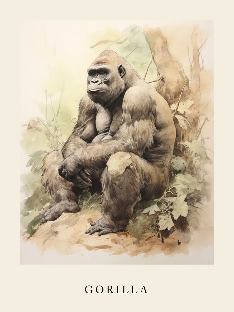 Beatrix Potter Inspired  Animal Watercolour Gorilla 2