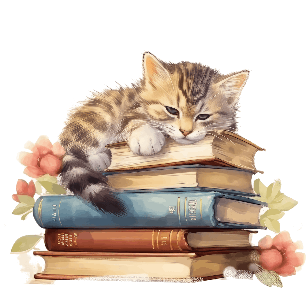 Cat Sleeping On Books 19