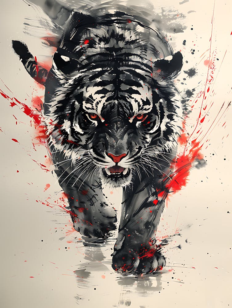 Badass Angry Tiger Ink Painting 15