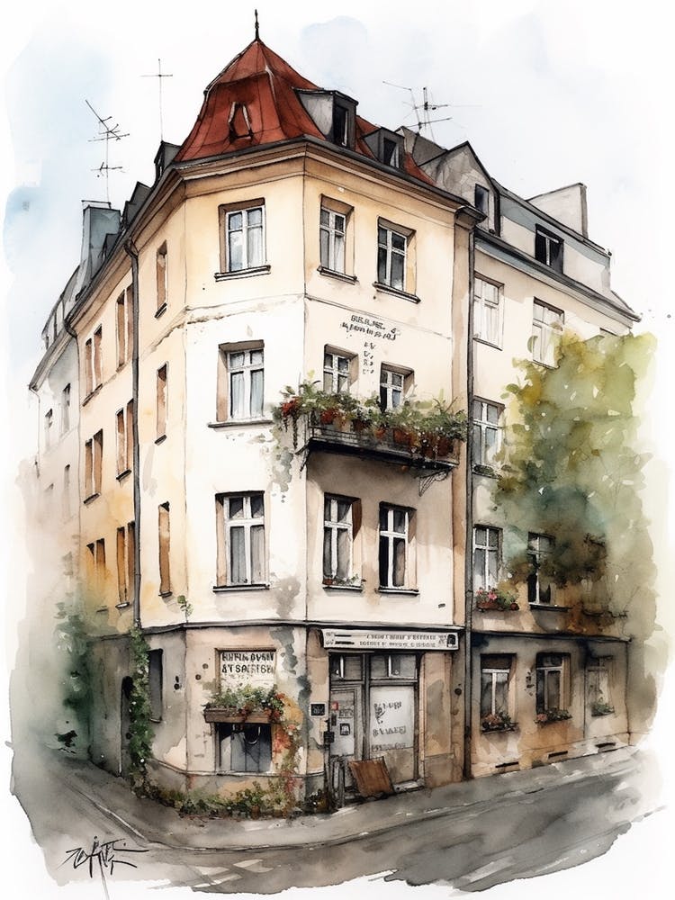 Mitte Berlin Neighborhood, Watercolour 2