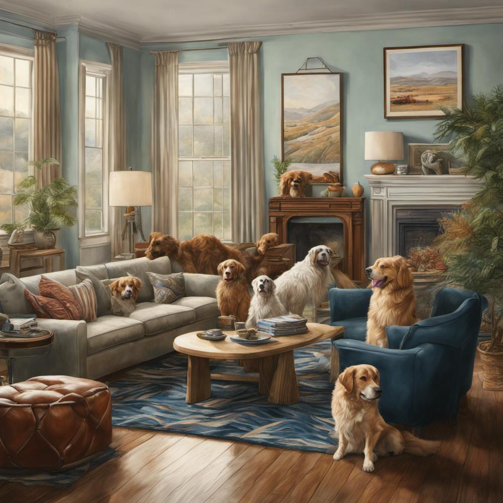 Chiens et le salon