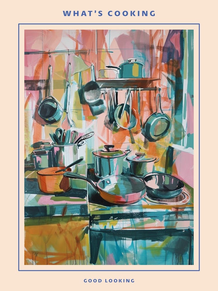 Peinture Kitsch Casseroles et Poêles 2 Affiche
