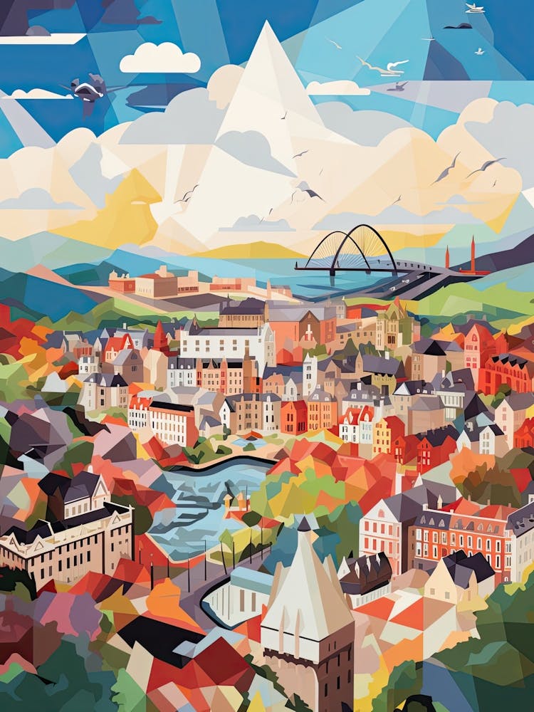 Edinburgh, United Kingdom, Geometric Illustration 4