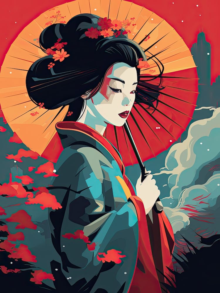 Geisha Flat Illustration  5