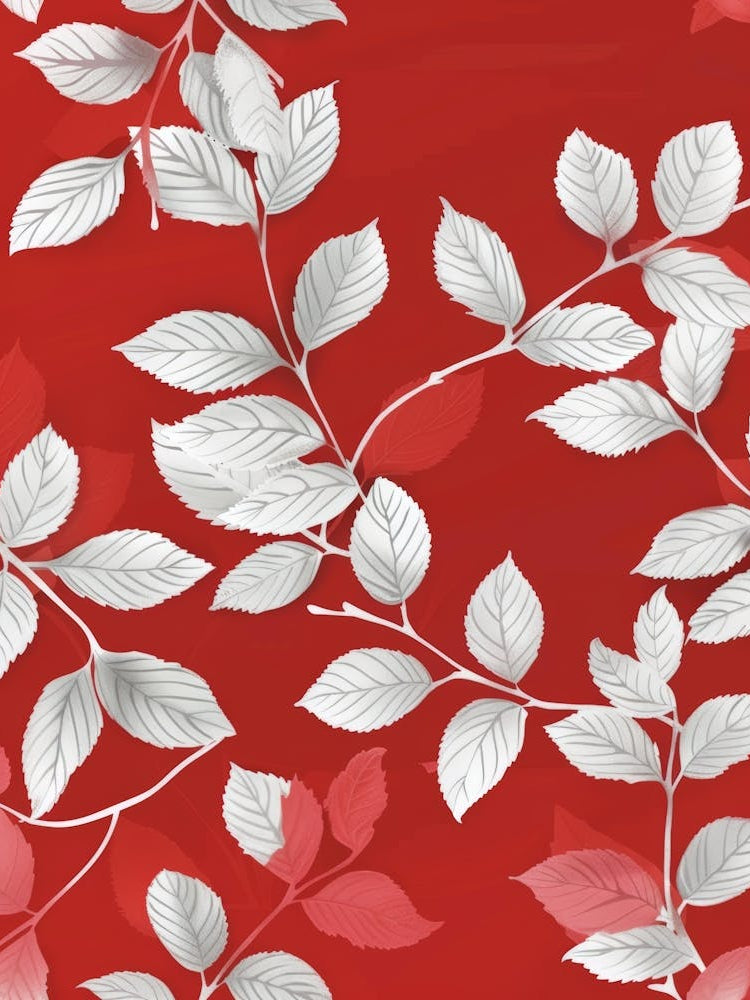 Leaves On A Red Background