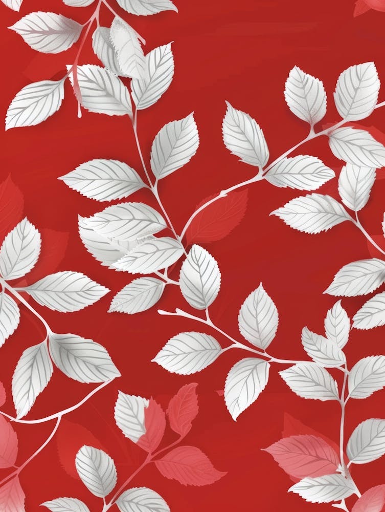 Leaves On A Red Background