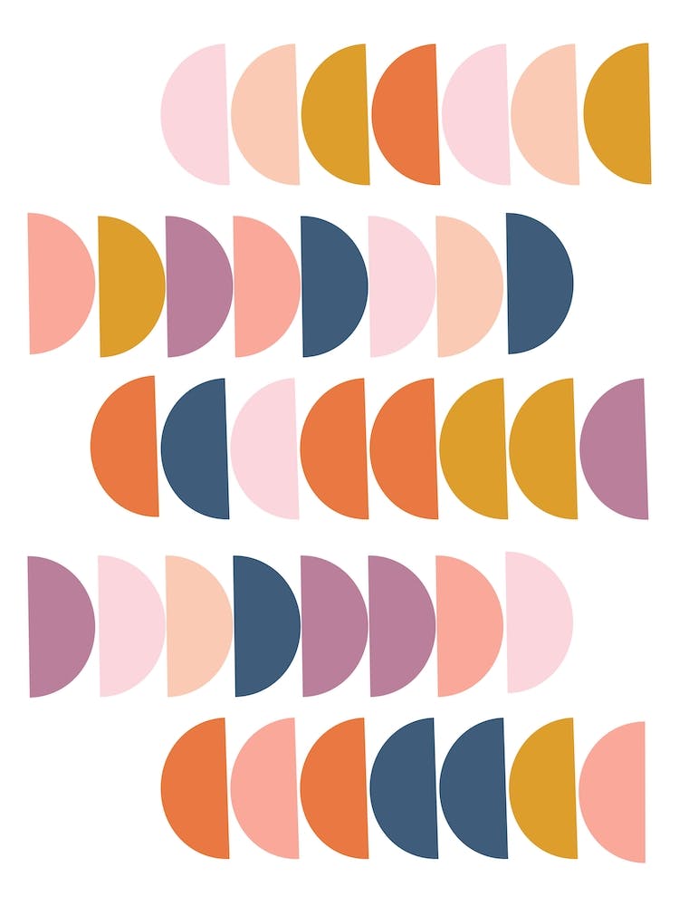 Modern Geometric Shapes in Purple Mustard and Navy