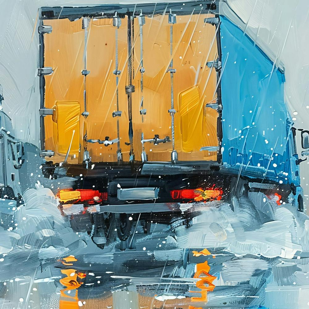 Lastwagen im Regen