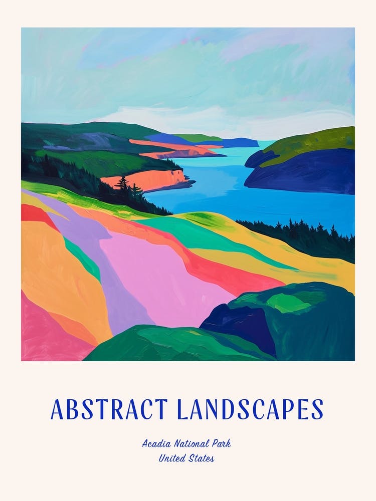 Colourful Abstract Acadia National Park Usa 1 Poster Blue