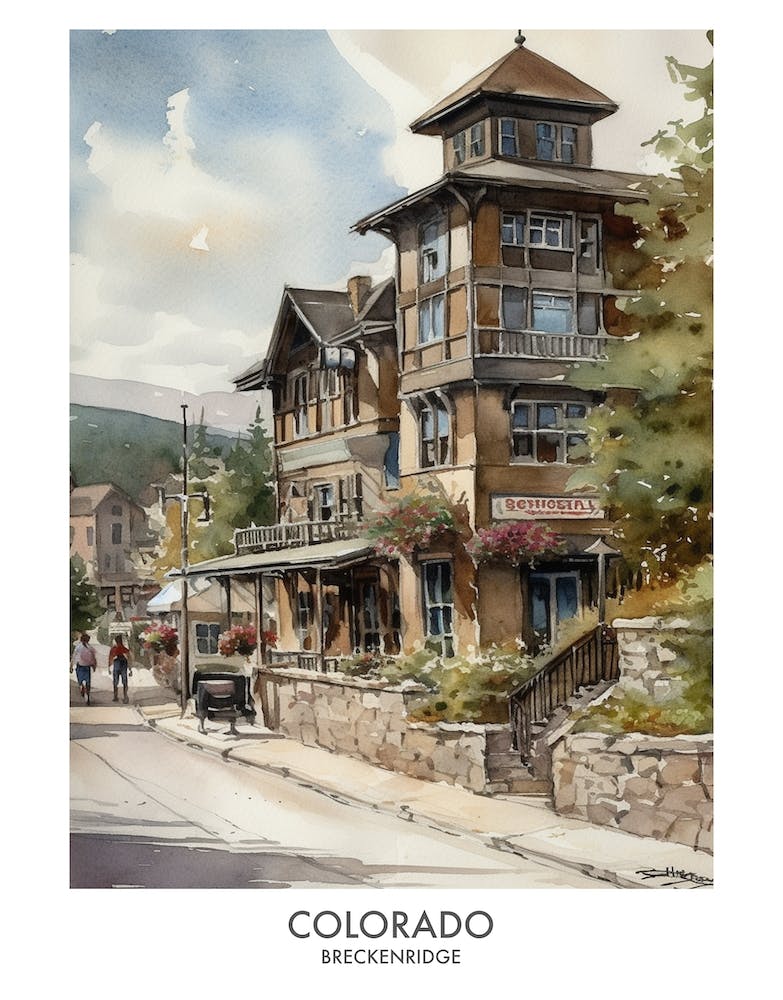 Breckenridge Colorado 2 Aquarell-Reiseposter