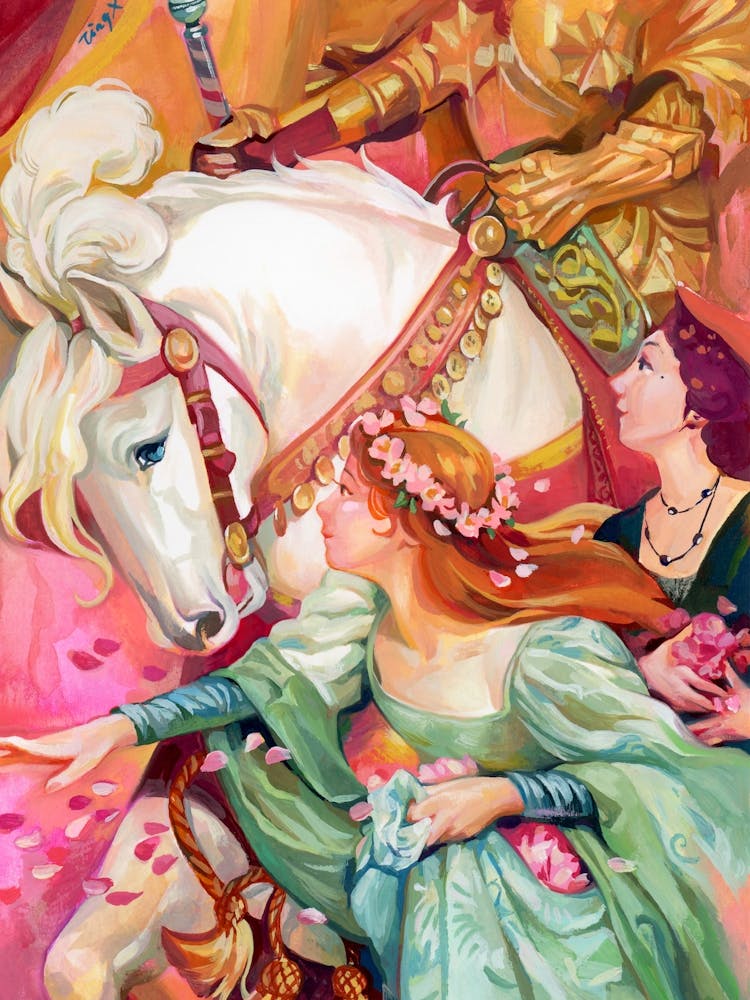 Pink Gouache Illustration The Two Crowns