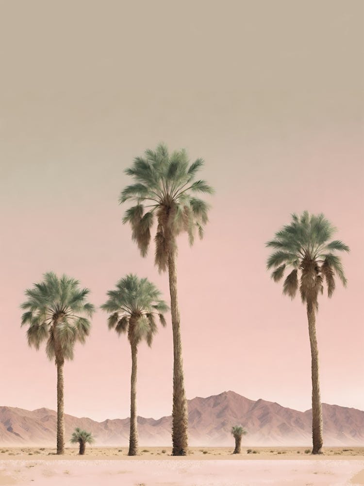 Palm trees peach art