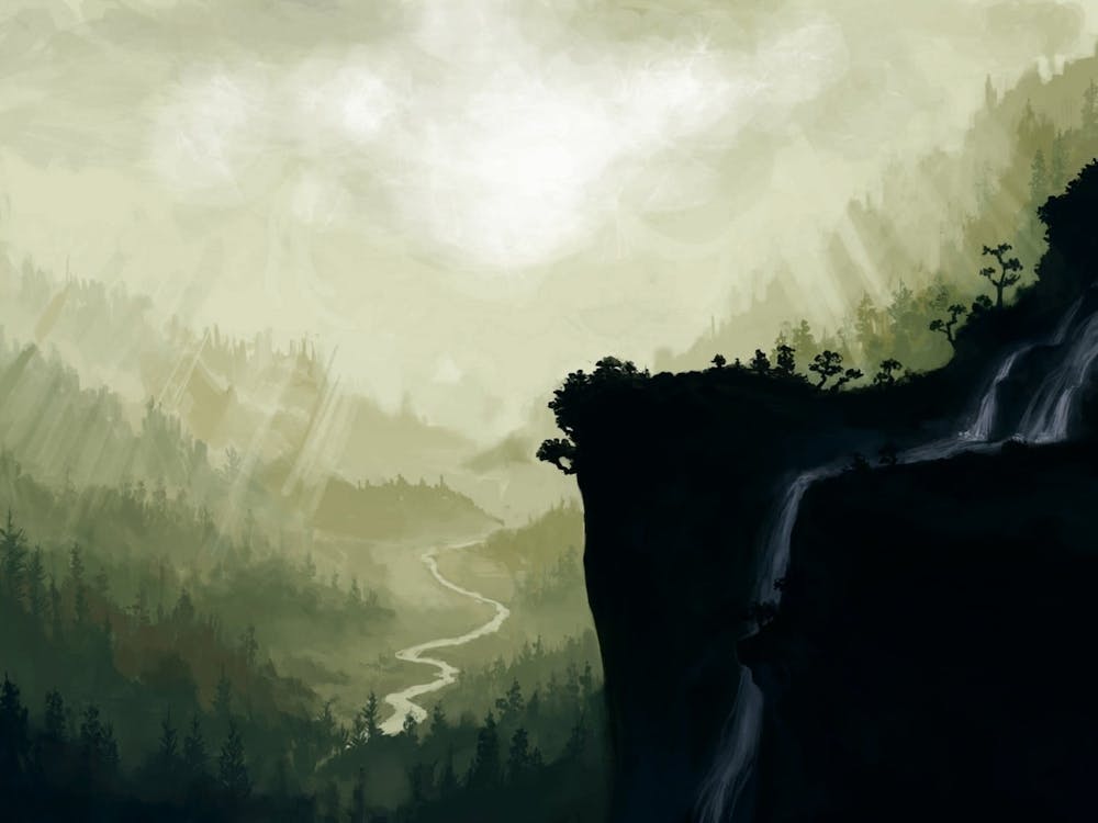 Waterfall In The Mountains