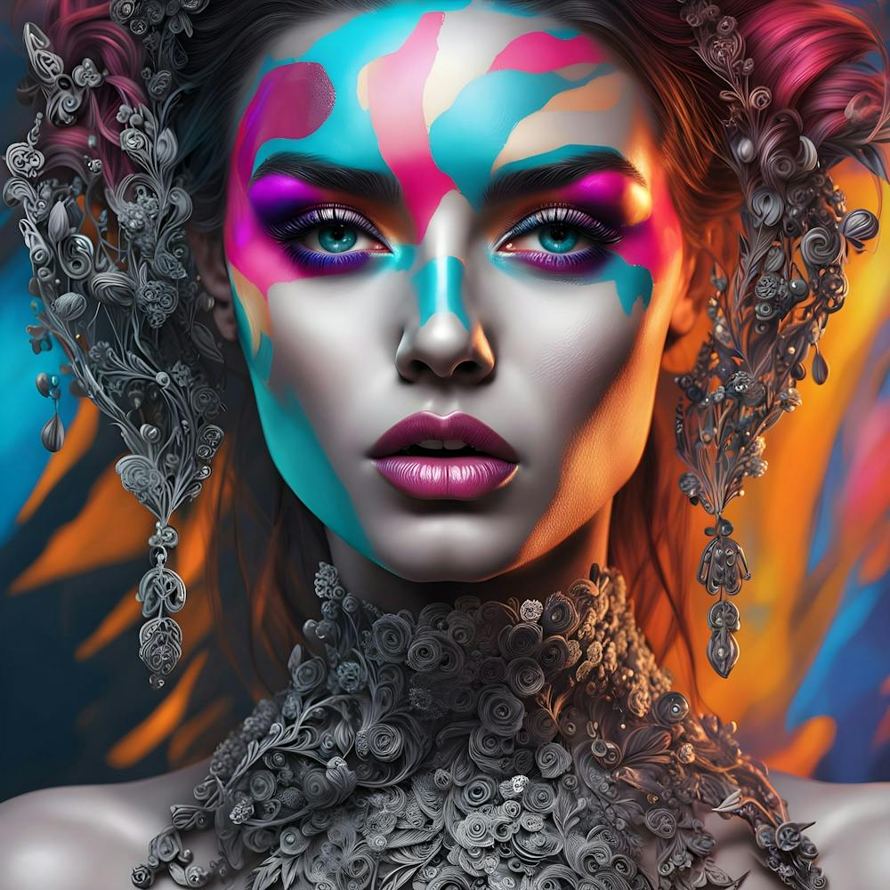 Beautiful Woman With Colorful Makeup