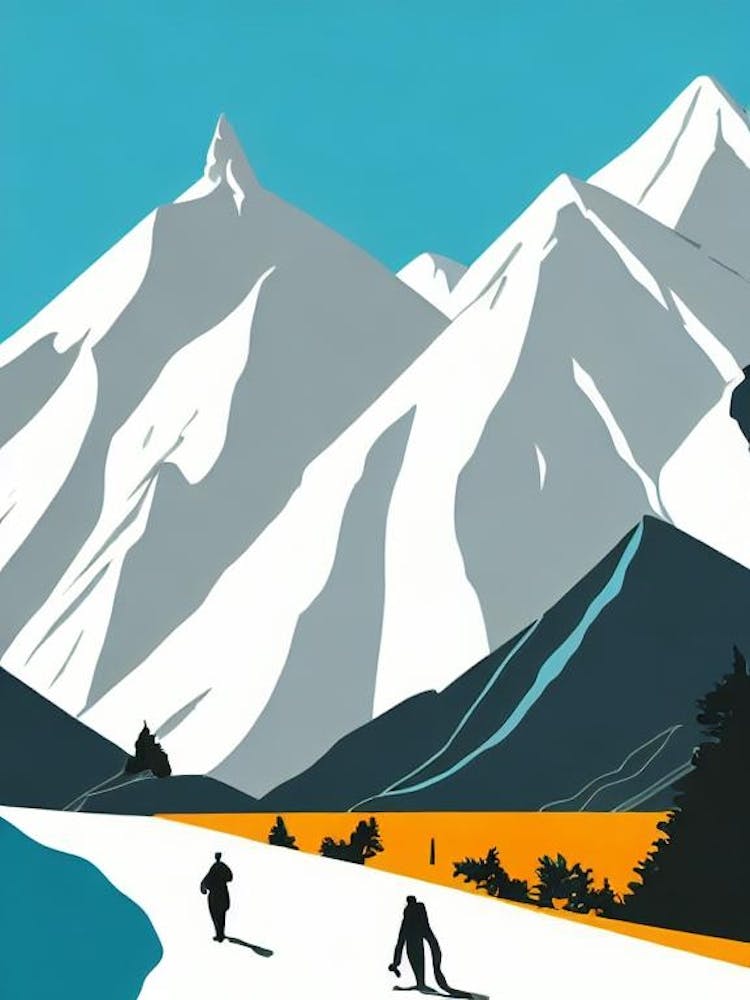 Cerro Catedral, Argentina Midcentury Vintage Skiing Poster