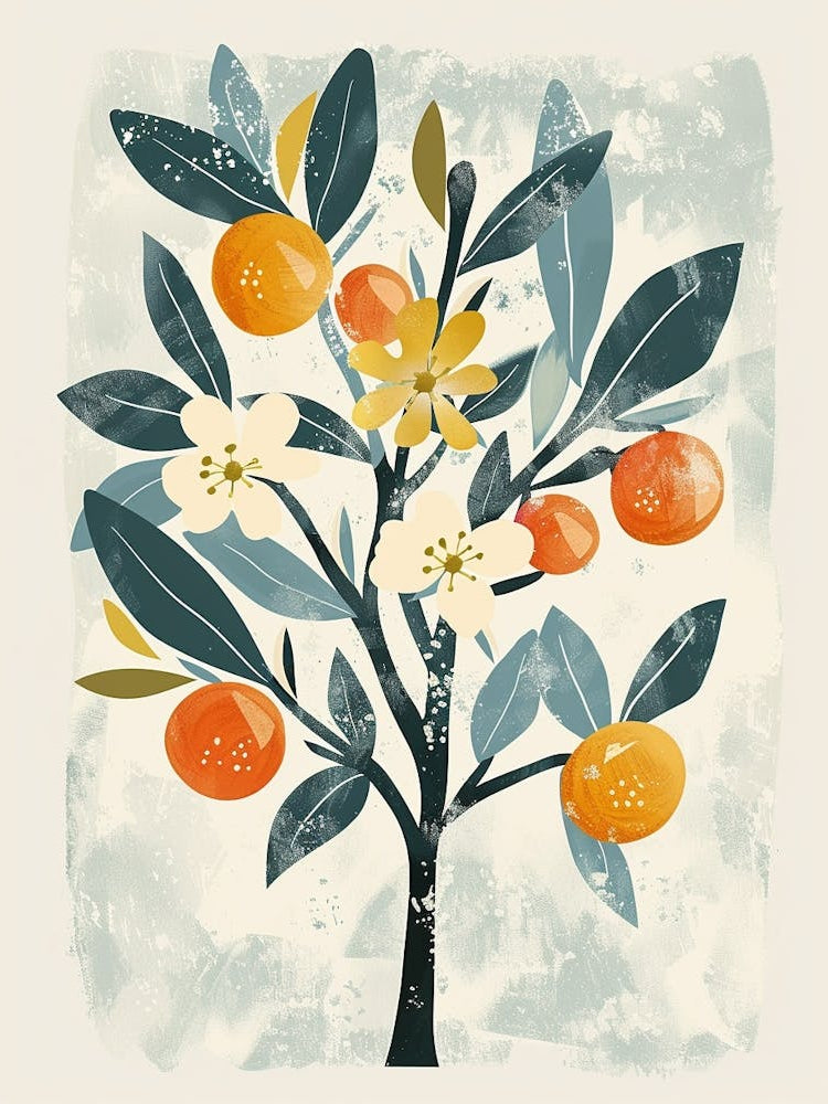 Orange Tree Flat Illustration 3