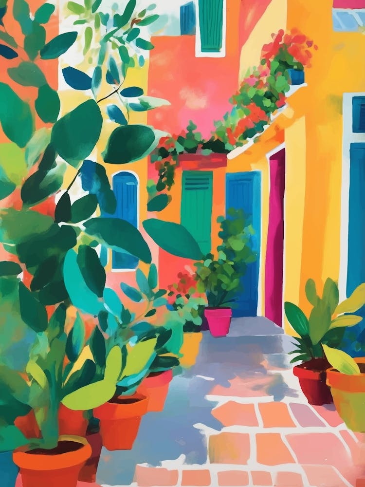 Colorful Entry house with plants