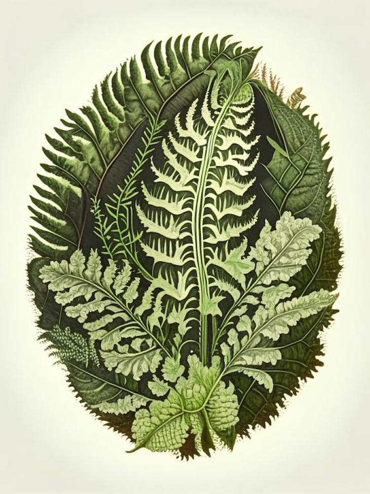 Shield Fern Wildflower Vintage Botanical 1