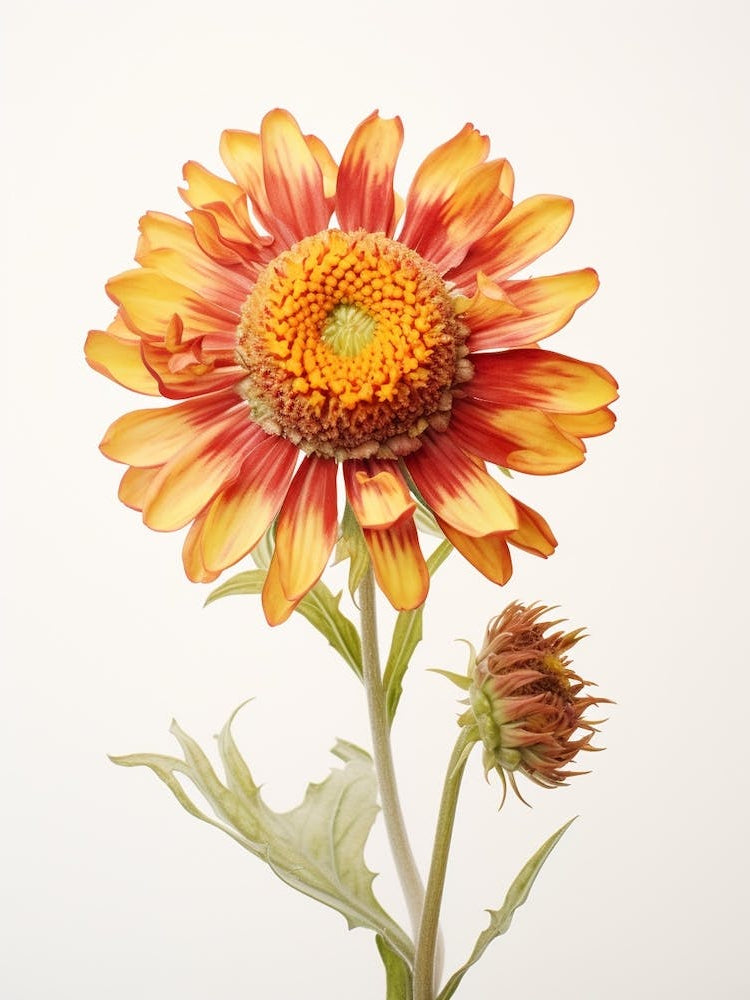 Pressed Flower Botanical Art Gaillardia