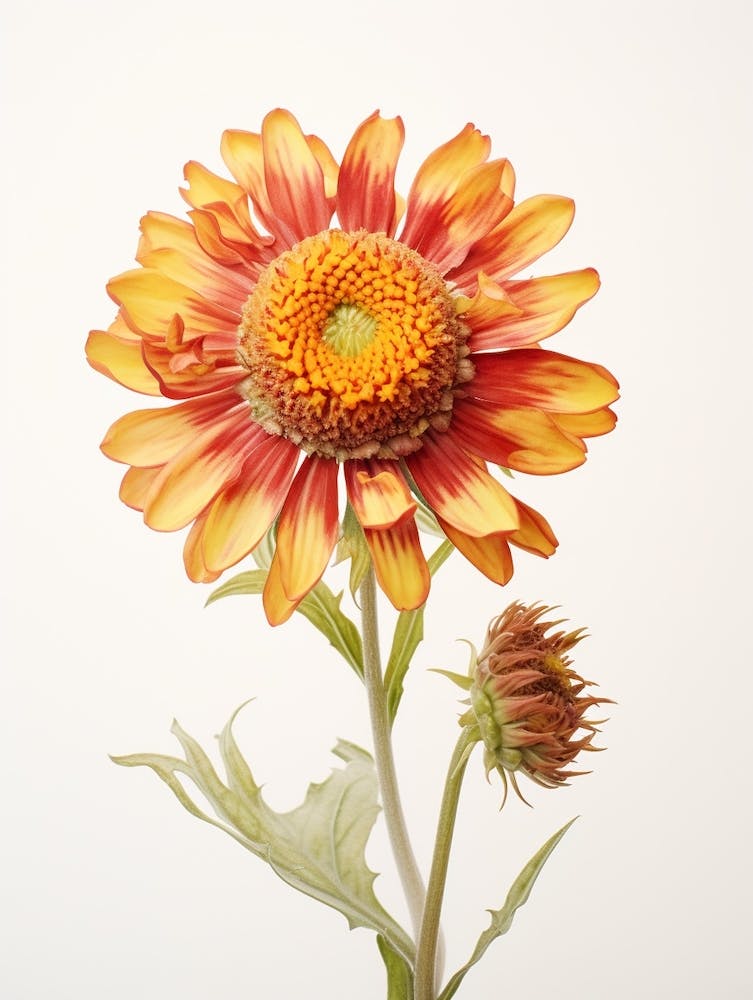 Pressed Flower Botanical Art Gaillardia