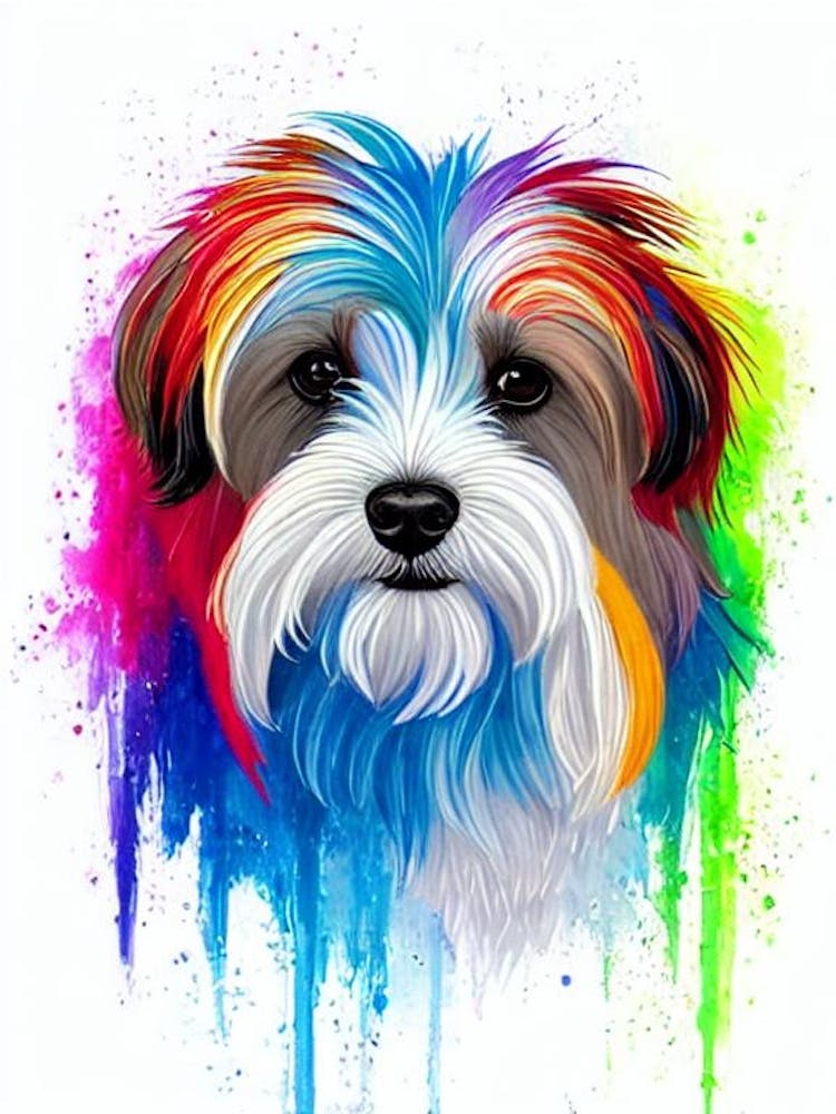 Havanese Rainbow Oil Painting Dog