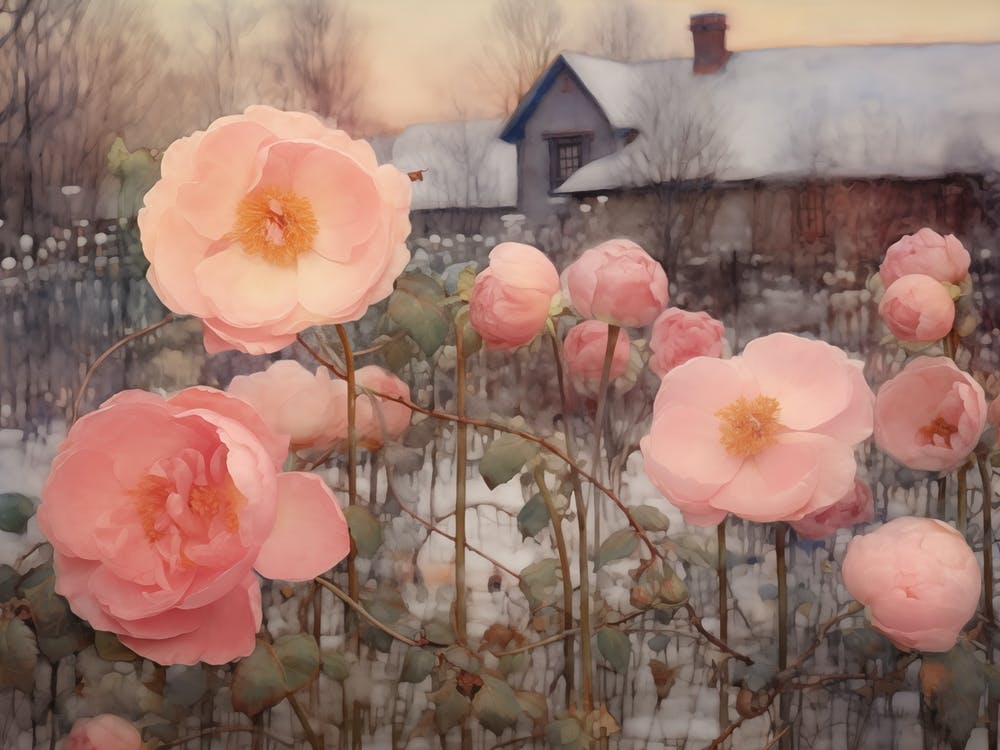 Roses on a Snowy Morning