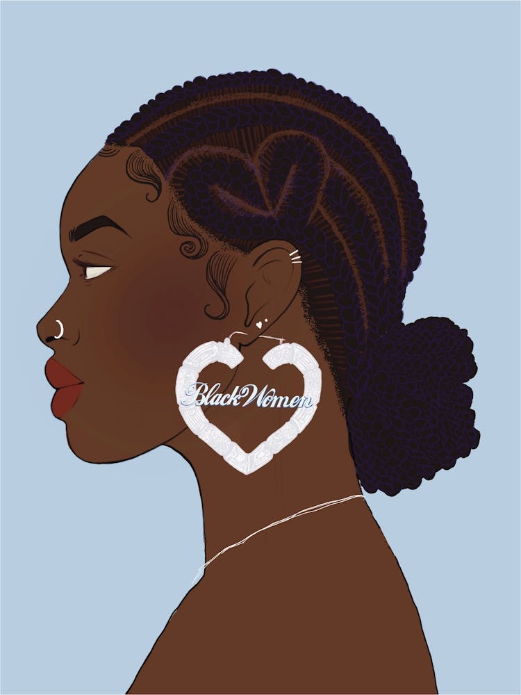 Black Girl With Silver Hoop Earrings
