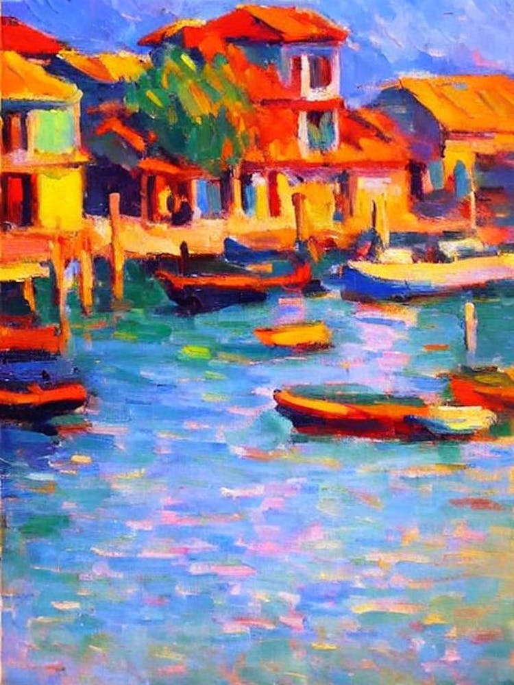 Port Of Papeete French Polynesia Brushwork Painting harbour
