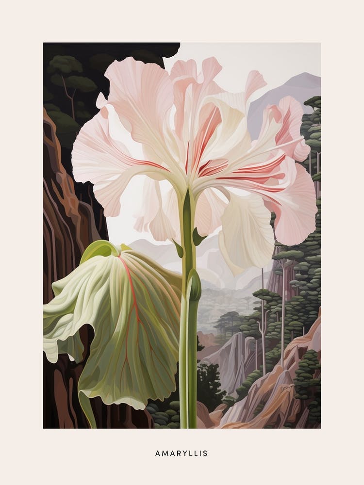 Flower Illustration Amaryllis 1 Poster